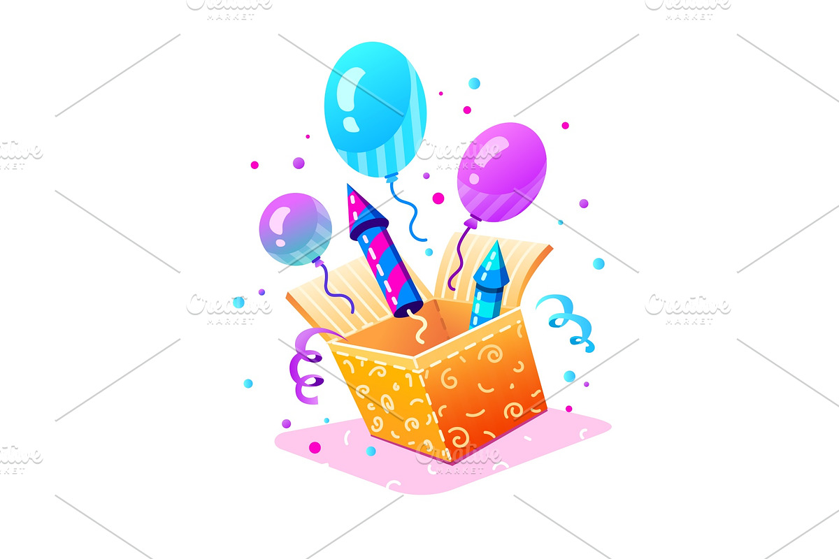 Birthday party. Gift box in Illustrations - product preview 8