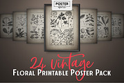 24 Vintage Floral Botanical Posters