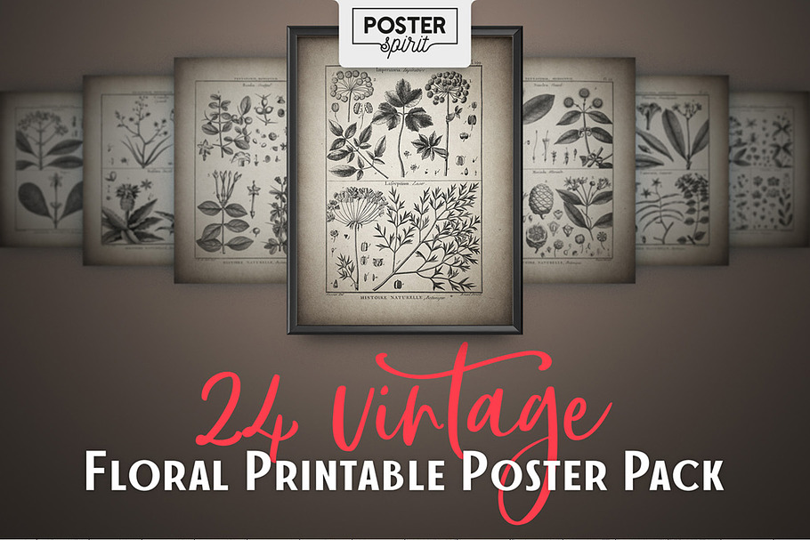 24 Vintage Floral Botanical Posters