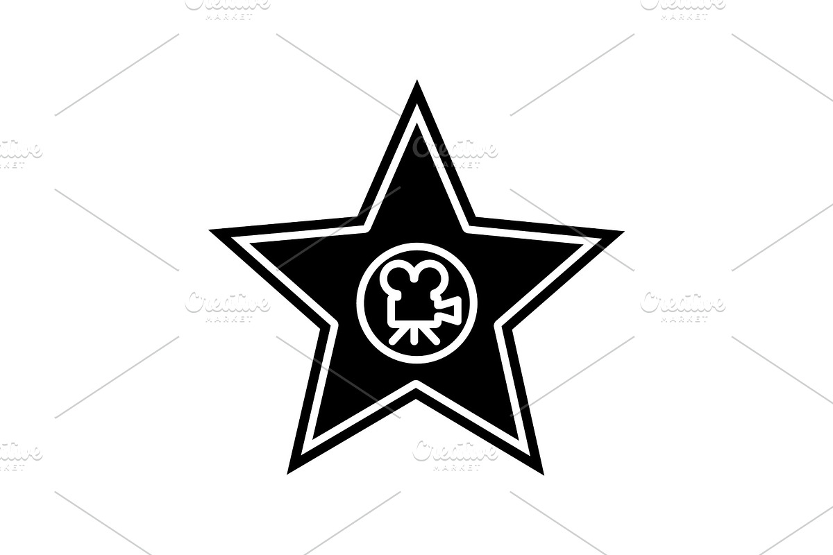 Movie star plaque glyph icon in Movie Icons - product preview 8