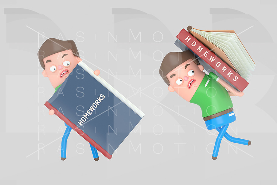 Boy carrying a homework book in Illustrations - product preview 8