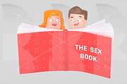 Young couple reading a sex book