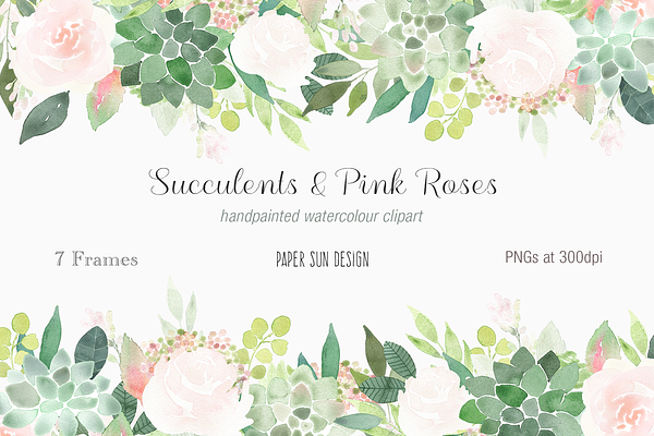 Succulents and Pinks Roses Frames