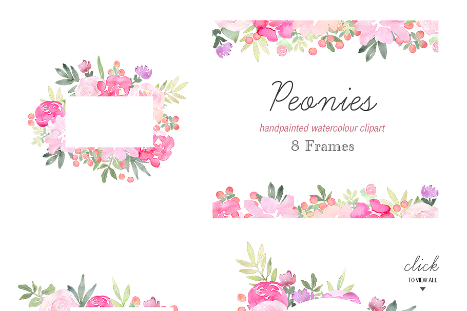 Peonies Frames Clip Art  in Illustrations - product preview 8