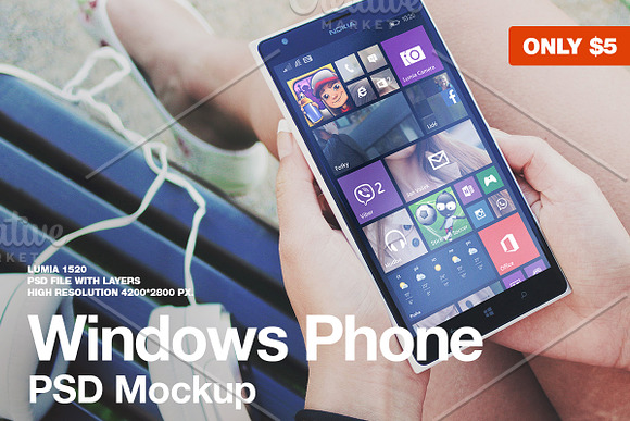 Windows Phone PSD Mockup in Mobile & Web Mockups - product preview 1