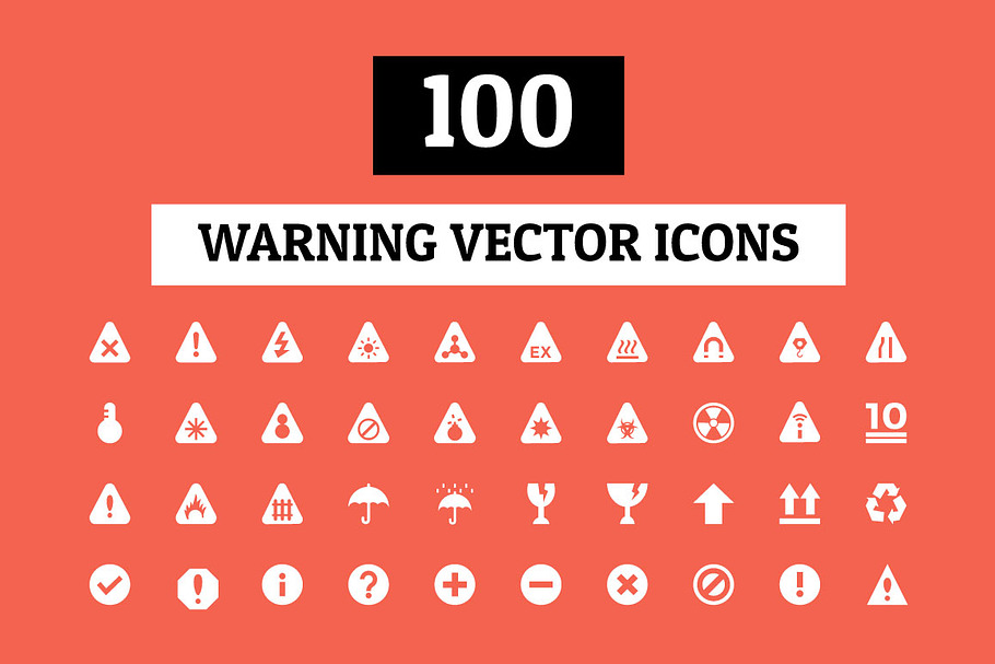 100 Warning Vector Icons
