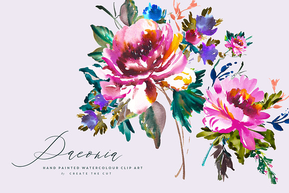 Hand Painted Clip Art - Paeonia in Illustrations - product preview 2