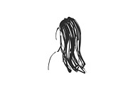 Sketching woman portrait. Drawn