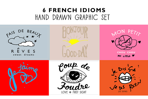6 Hand Drawn French Idioms in Illustrations - product preview 7