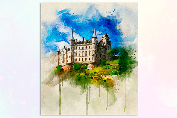 Castles Watercolor for Print in Illustrations - product preview 1