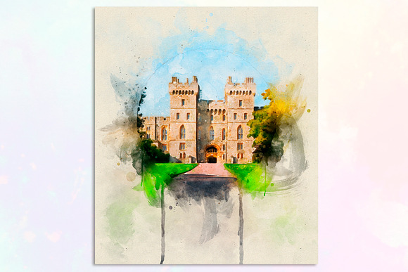 Castles Watercolor for Print in Illustrations - product preview 3