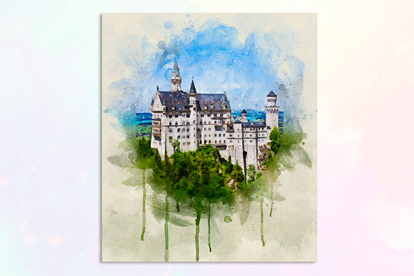 Castles Watercolor for Print in Illustrations - product preview 5