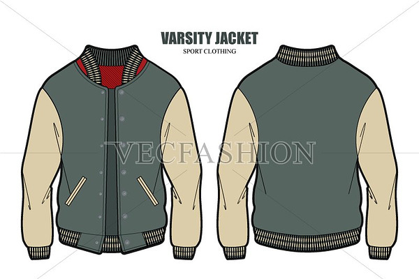Download Men Varsity Jacket Vector Template | Custom-Designed ...