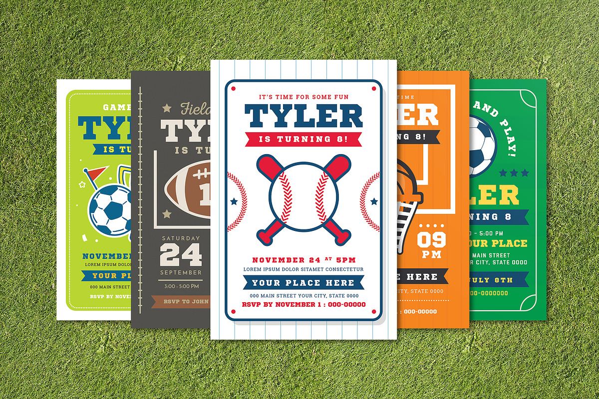 Sports Birthday Invitation in Card Templates - product preview 8