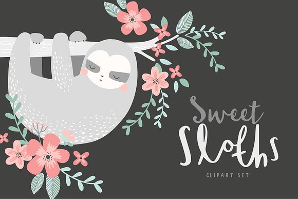 Sloths Clipart Set in Illustrations - product preview 2