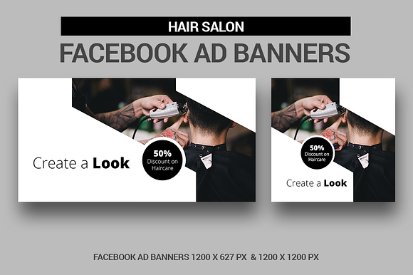 Hairs Salon Facebook Ad Banners in Facebook Templates - product preview 1
