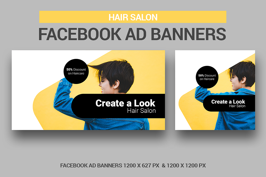 Hairs Salon Facebook Ad Banners in Facebook Templates - product preview 8