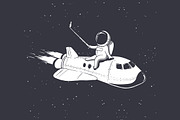 astronaut make selfie on  shuttle