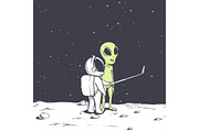 selfie of spaceman and alien