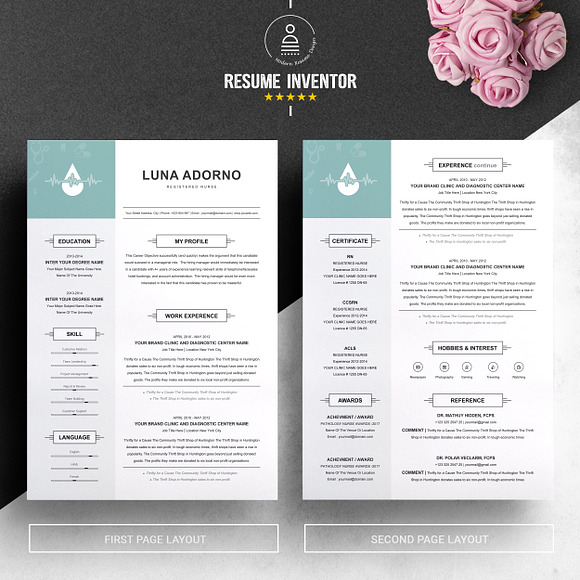 Resume Design Template for Nurse in Resume Templates - product preview 1
