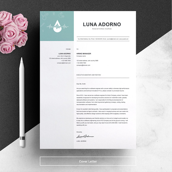 Resume Design Template for Nurse in Resume Templates - product preview 2