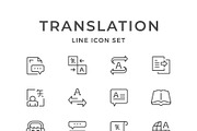 Set line icons of translation