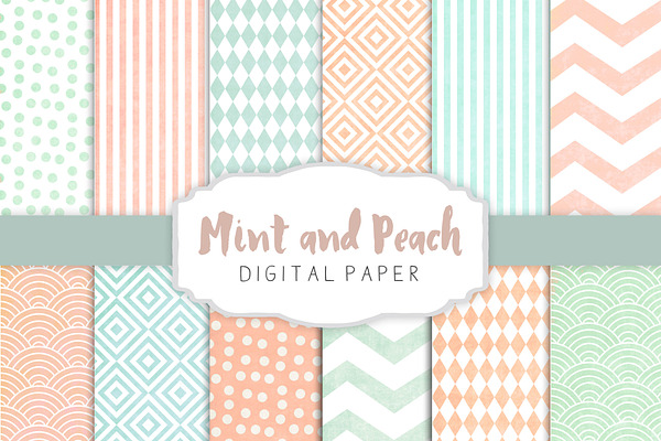 Peach and mint patterns