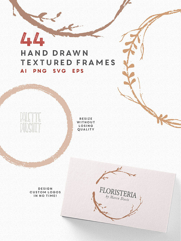 Elegant hand drawn circle frames in Illustrations - product preview 3