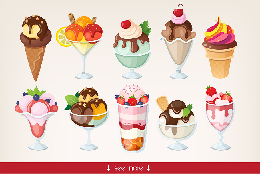 26 Colorful Vector Ice Creams