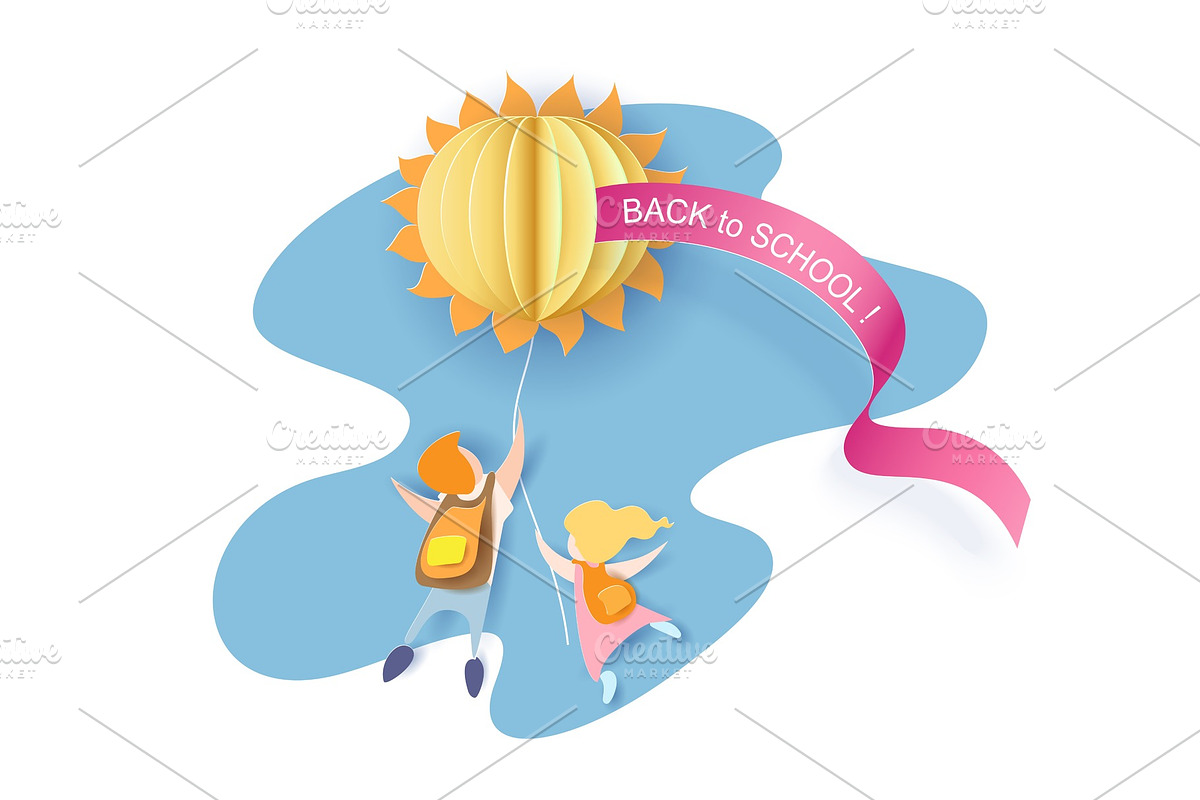 Back to school card with kids in Illustrations - product preview 8