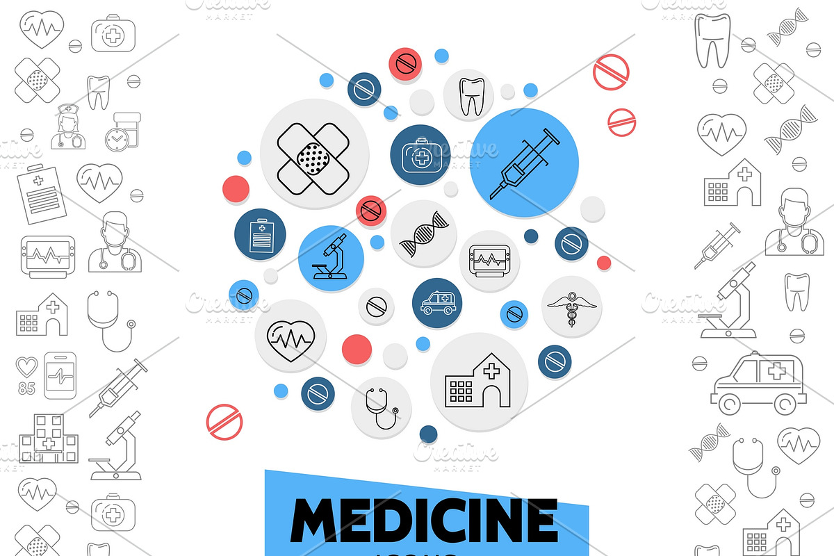 Healthcare line icons composition in Graphics - product preview 8
