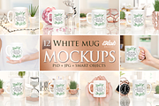 Bundle of 12 White Mug Mockup
