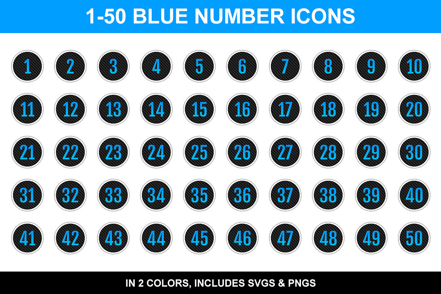 Epic Blue Number Icons