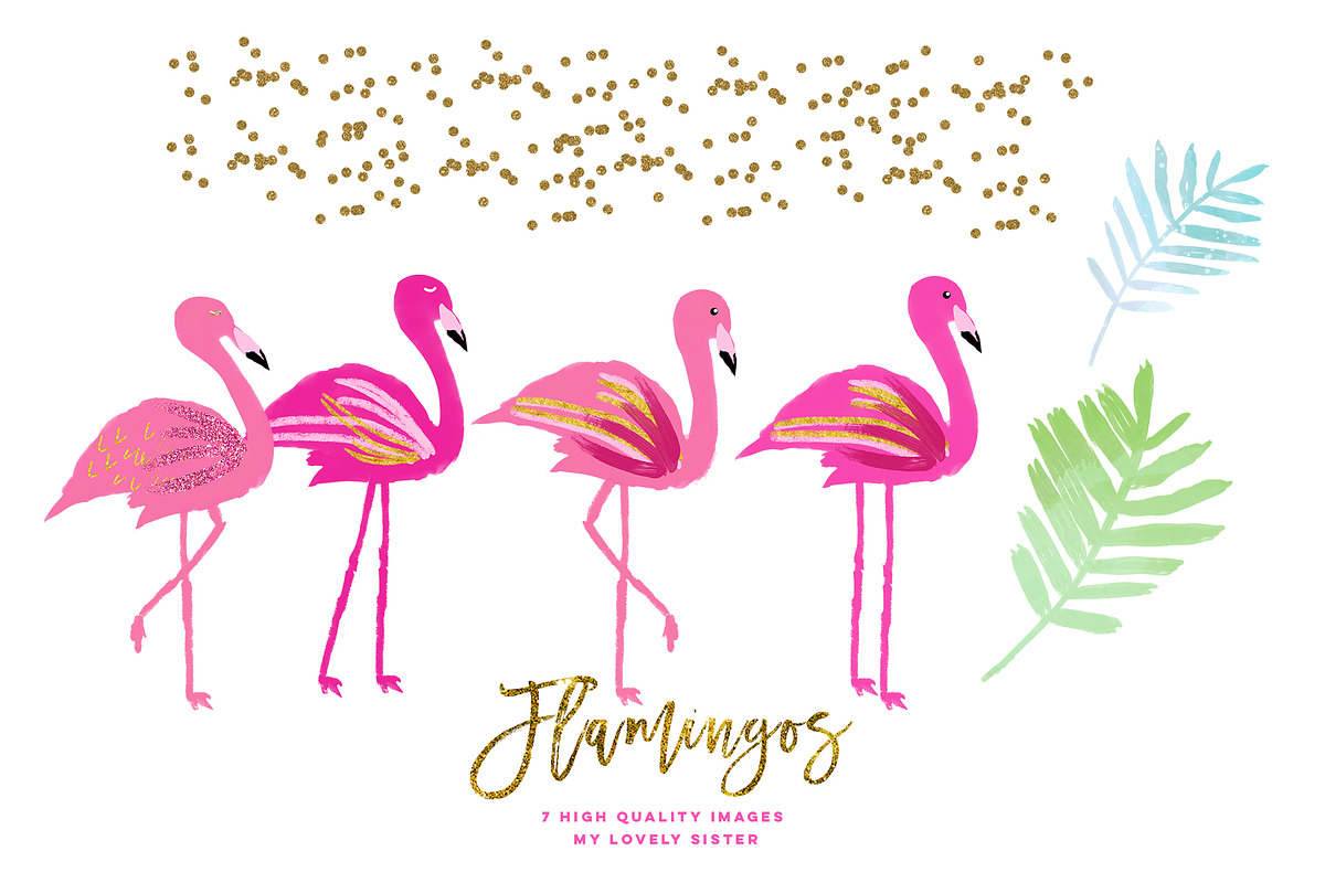 Pink Flamingo clipart in Illustrations - product preview 8