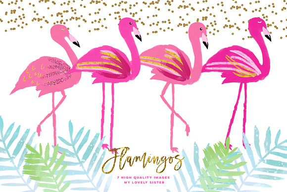 Pink Flamingo clipart in Illustrations - product preview 1
