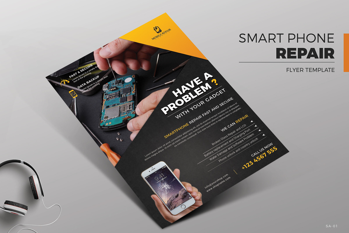 Smartphone Repair Flyer in Flyer Templates - product preview 8