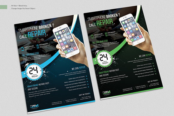 Smartphone Repair Flyer in Flyer Templates - product preview 1