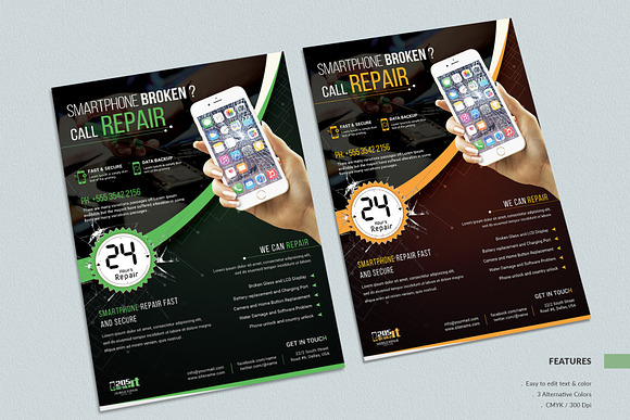 Smartphone Repair Flyer in Flyer Templates - product preview 2
