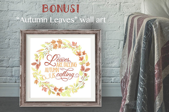 Autumn leaves watercolor wreaths in Illustrations - product preview 3