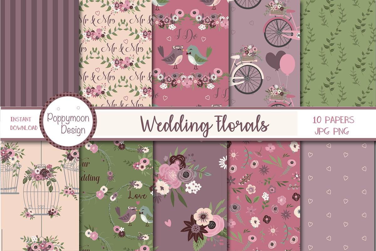 Wedding floral papers in Patterns - product preview 8
