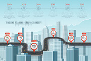 Timeline infographic road concept on