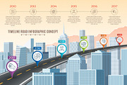 Timeline infographic road concept on