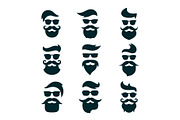 Monochrome hipsters faces set with
