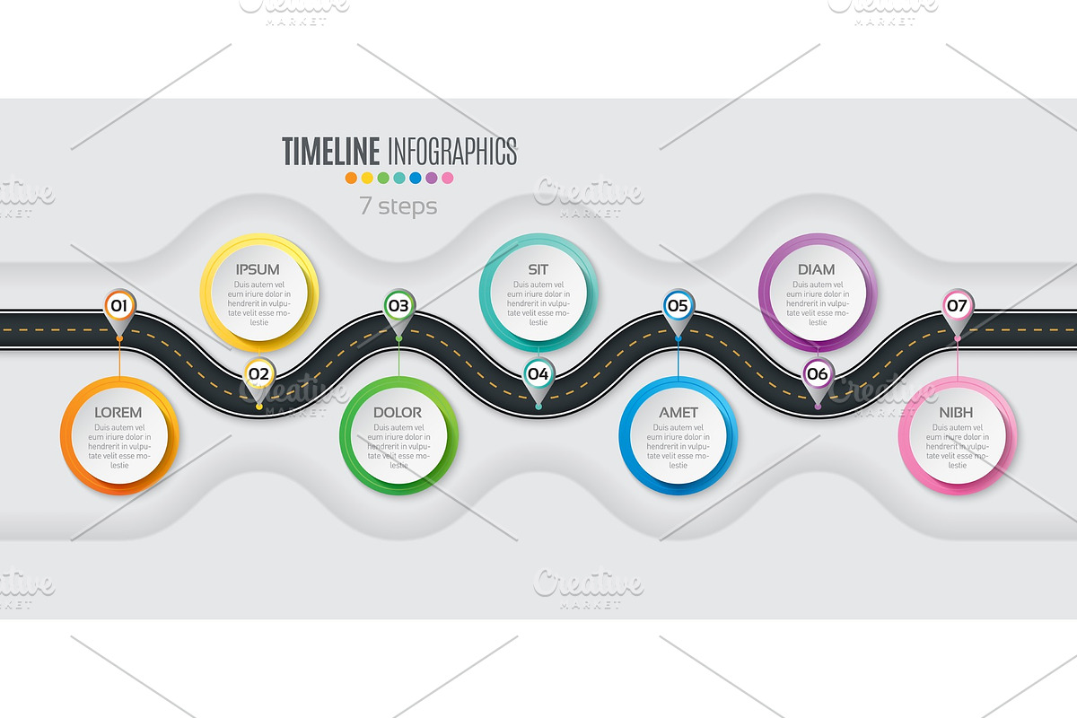 Navigation map infographic 7 steps in Illustrations - product preview 8