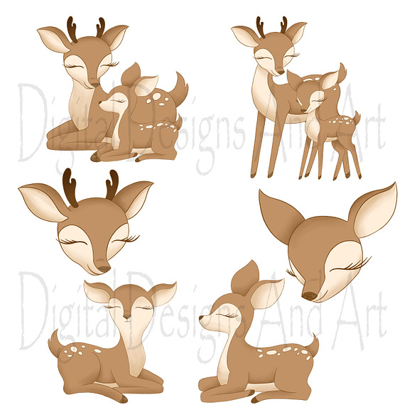 Deers in the autumn clipart in Illustrations - product preview 4