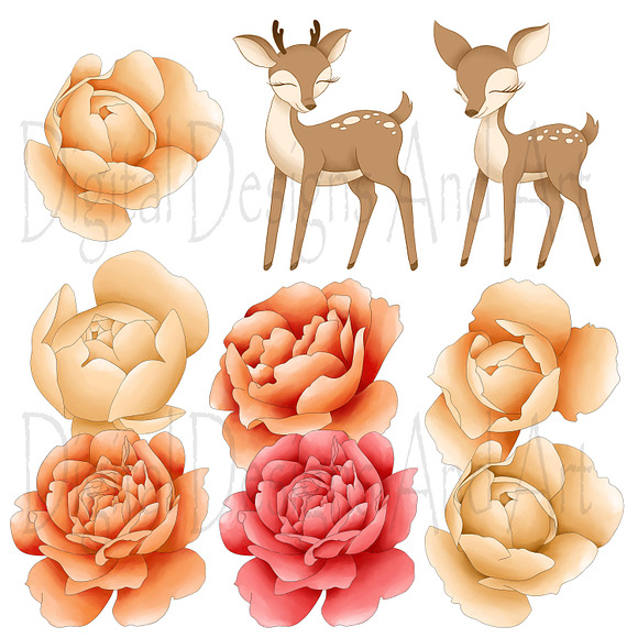 Deers in the autumn clipart in Illustrations - product preview 5