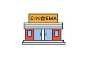 Cinema building color icon