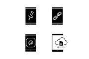Smartphone glyph icons set