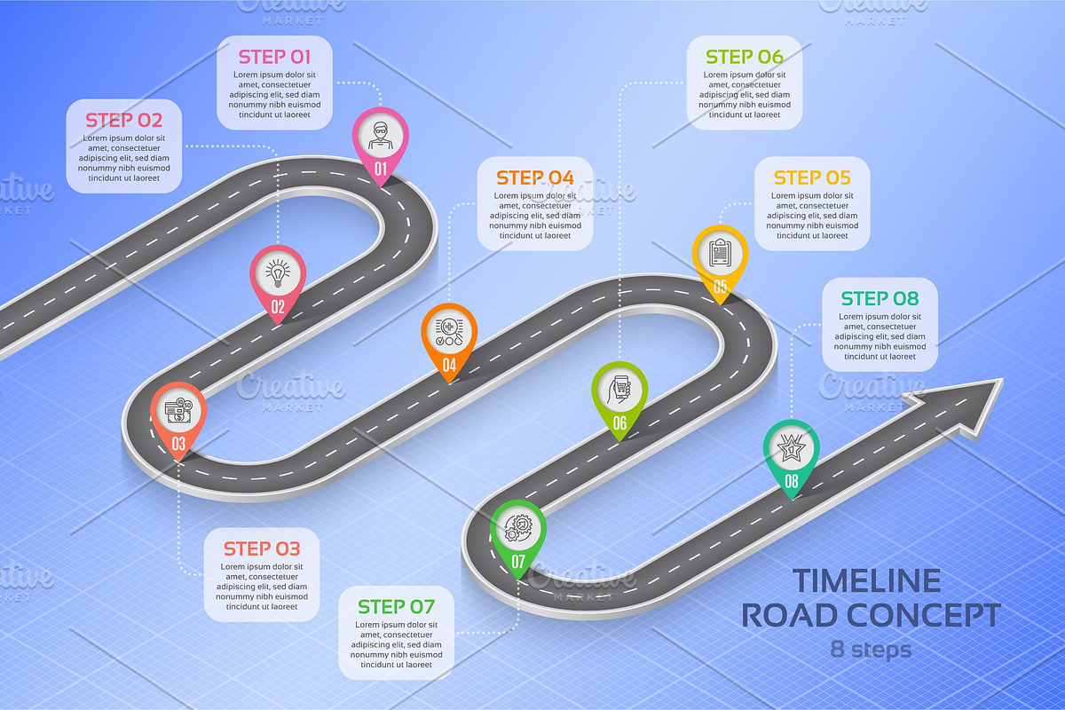 Isometric navigation map infographic in Illustrations - product preview 8