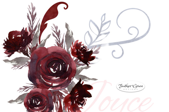 Burgundy Florals, Wreaths in Illustrations - product preview 1
